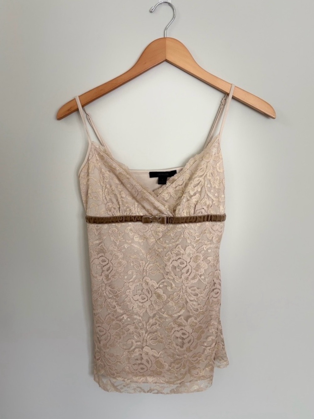 Express Vintage Y2K Lace Cami Tank Top with Velvet Trim - Picture 2 of 6